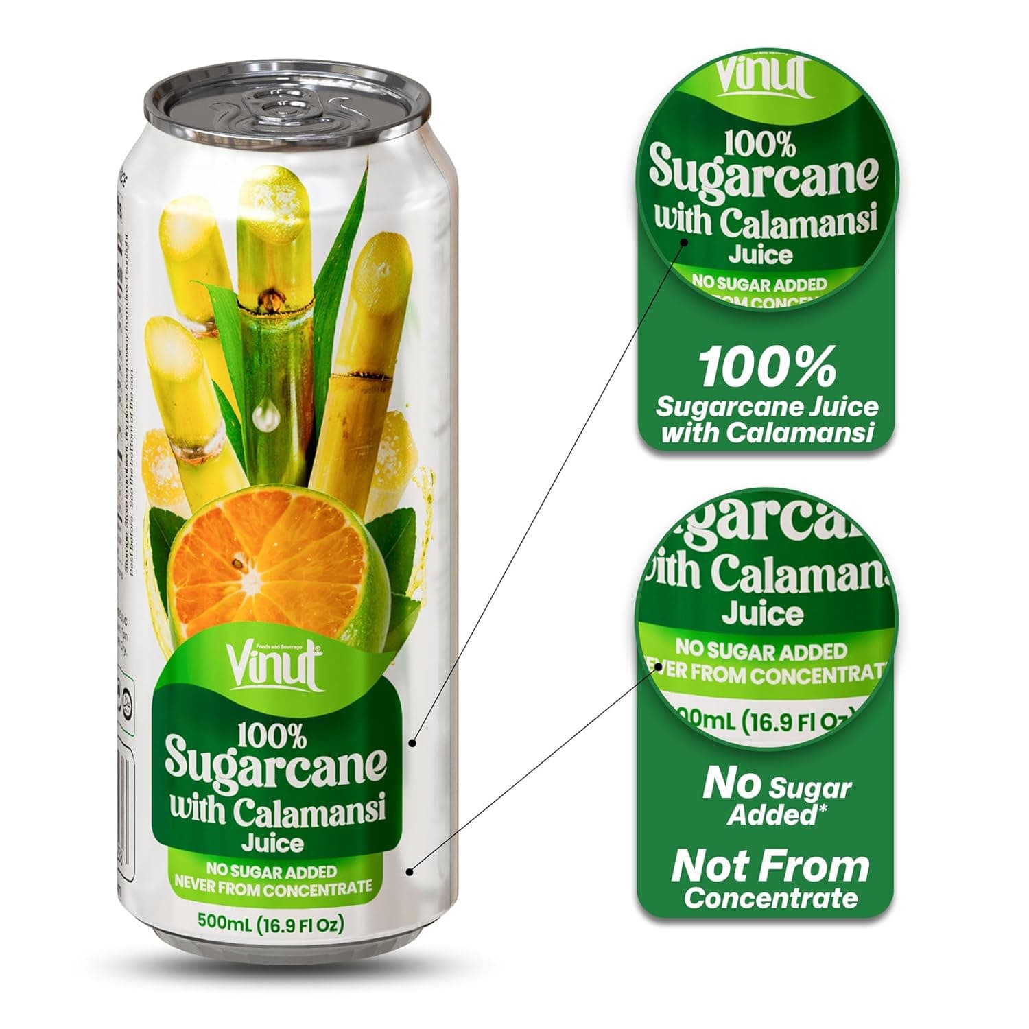 16.9 fl oz VINUT 100% Sugarcane juice drink - Not from Concentrate thumbnail 2