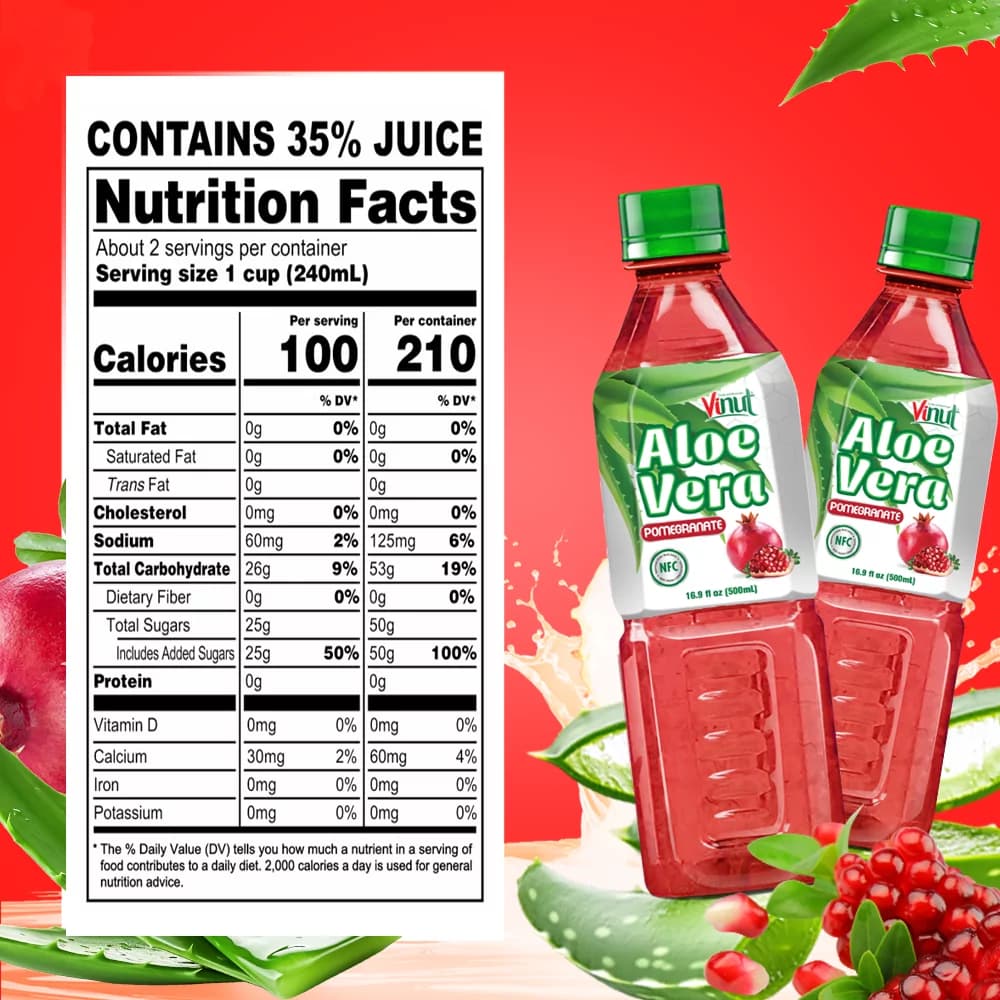 500ml VINUT Aloe Vera drink with Pemogranate flavor thumbnail 2