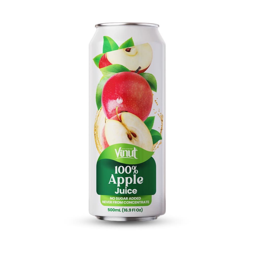 VINUT 100%アップルジュース 砂糖不使用・直接搾り 500mL (16.9 fl oz) スリム缶