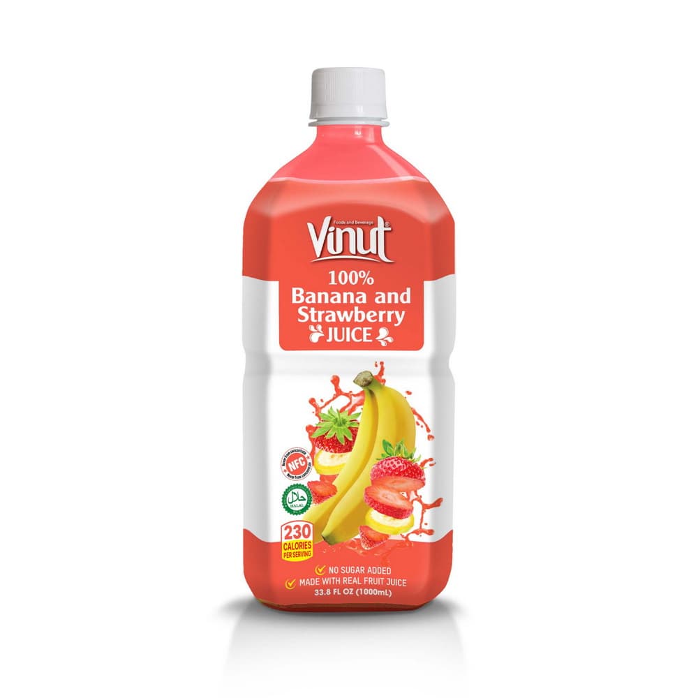 VINUT 100%バナナ&ストロベリージュース 直搾り 砂糖不使用 1000mL PETボトル