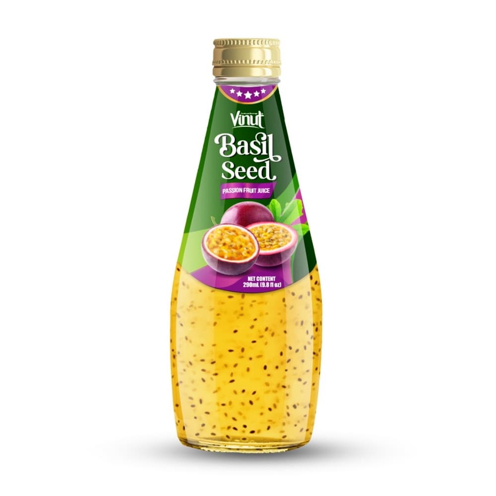 VINUT パッションフルーツ バジルシードドリンク ガラス瓶 290ml (9.8 fl oz)