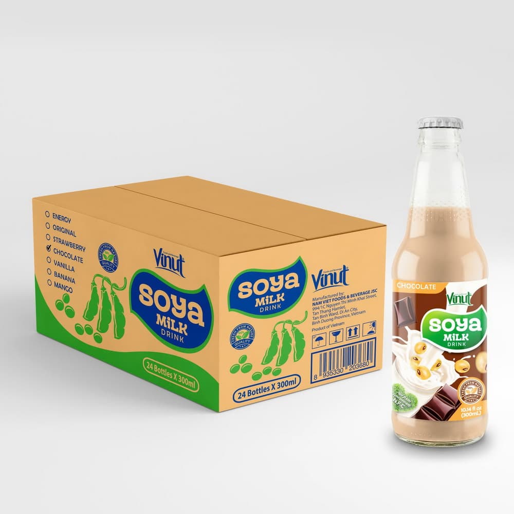 VINUT 豆乳ドリンク チョコレート 非遺伝子組換え ガラス瓶 300mL (10.14 fl oz)