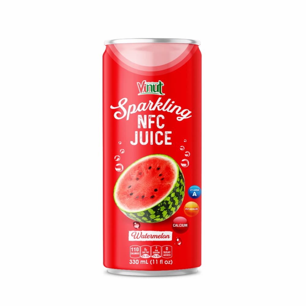 Vinut Watermelon Sparkling NFC Juice, 0 Sugar Added, Slim Can, 11 fl oz (330 mL)
