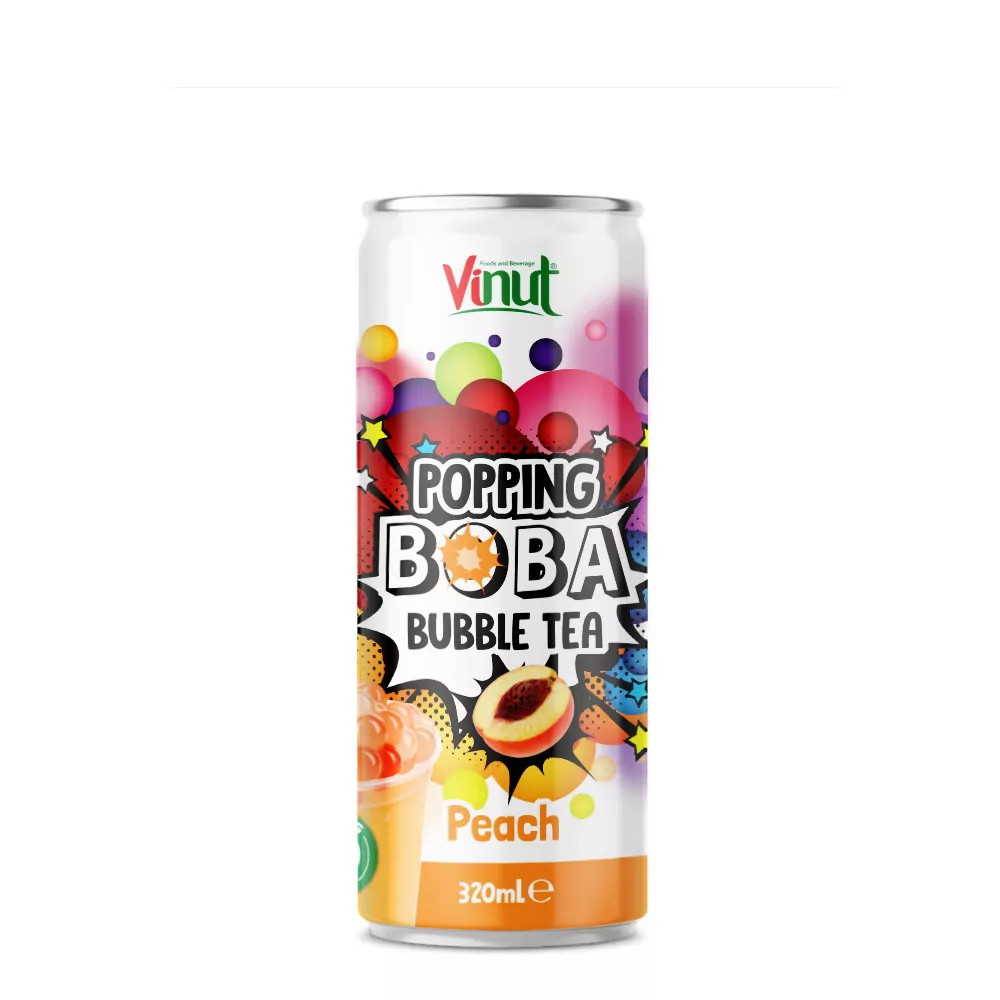 Vinut_320ml Vinut Popping Boba ピーチフレーバーのバブルティー